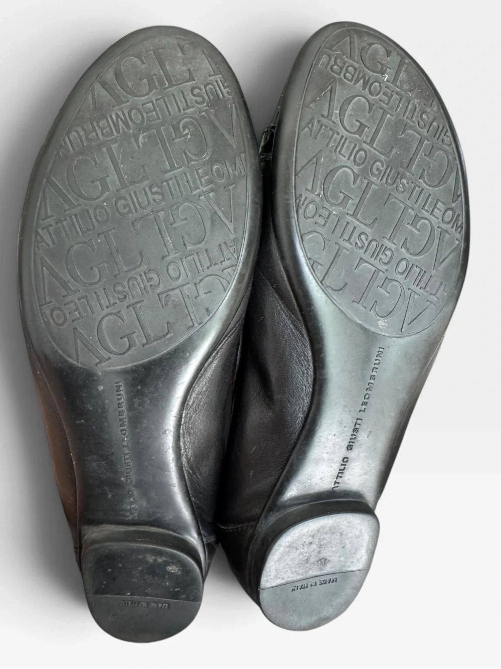 AGL Attilio Giusti Leombruni Black Leather Ballet Flats Size 36 Italy Chain Croc